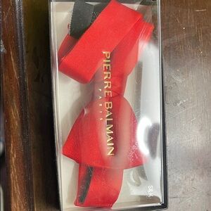 Pierre Balmain Red Silk Pre-Tied Bow Tie